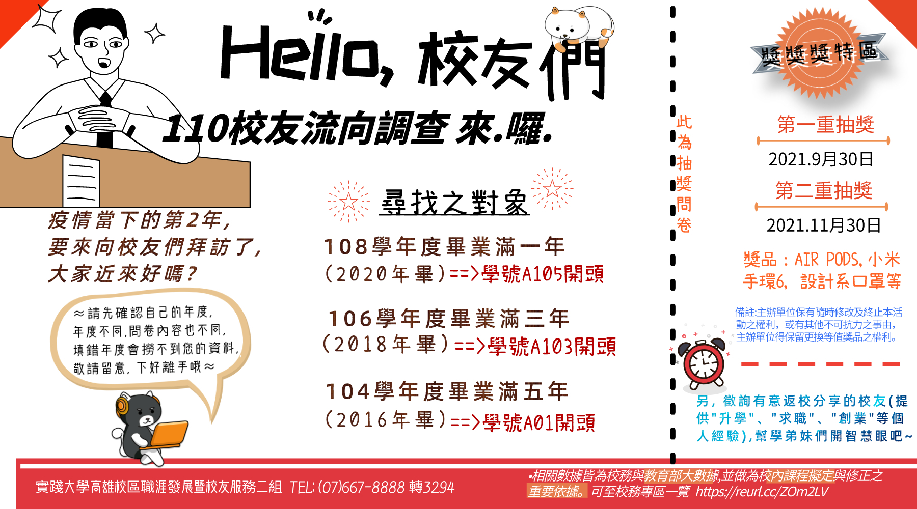110年度校友流向調查-108-1, 106-3, 104-5